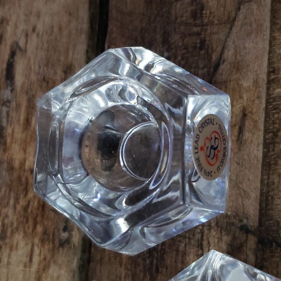 St. George 24% fine lead Crystal Candleholders 3 - Picture 2 of 4